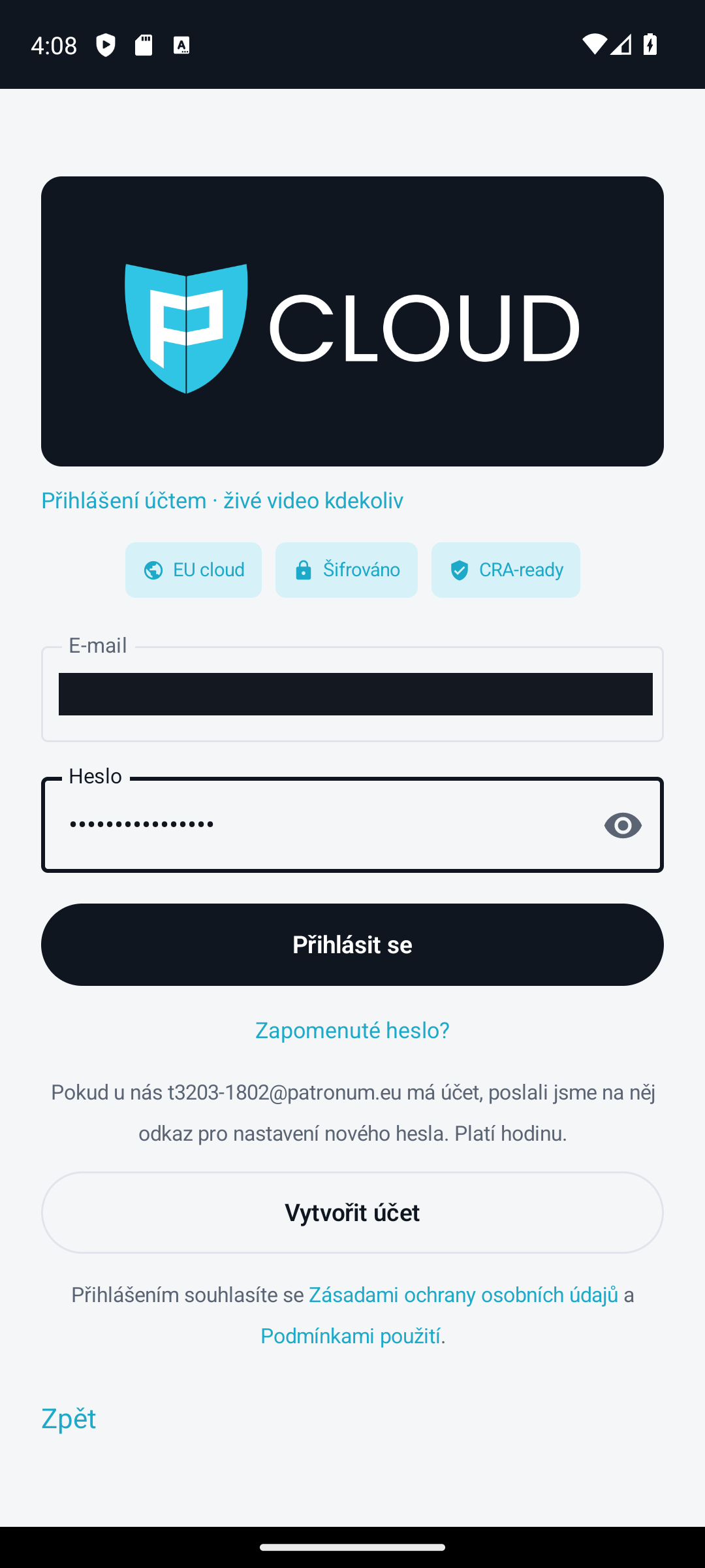 Vyplněné přihlášení (e-mail zakryt)