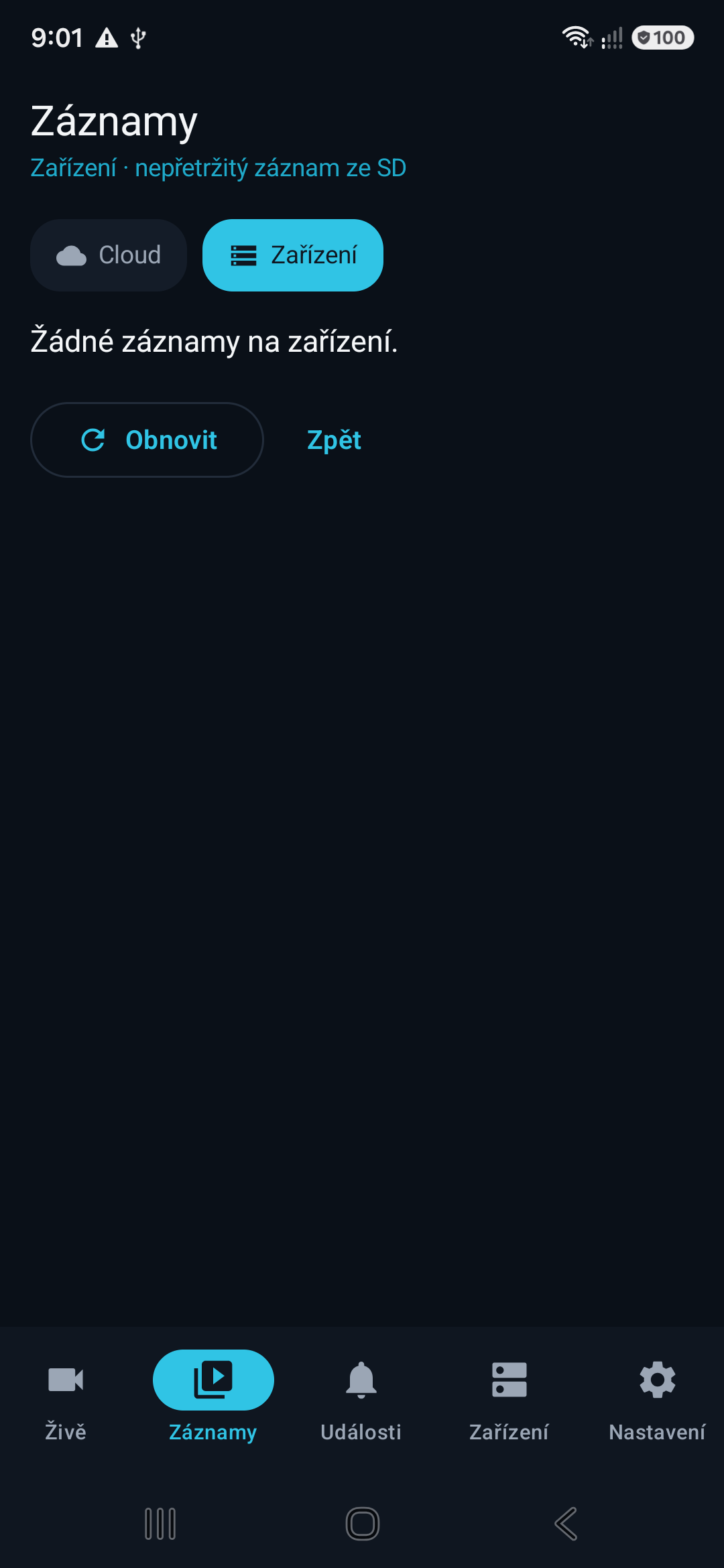 Záznamy – zařízení